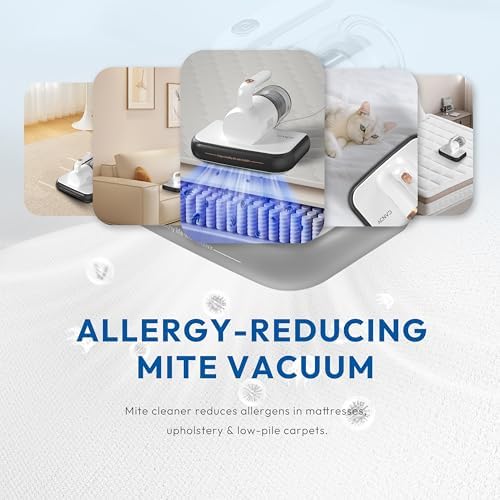 Candy Mattress Vacuum Cleaner UV Sanitizing with HEPA Filter,350W Anti-Allergen for Bed,Carpet,Couch,Dust & Pet Hair, 0.4L Dust Cup with Washable Fliter, Auto UV Shutoff & Overheat Protection - Image 6