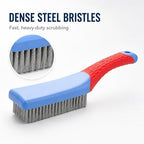 2 Pack Stainless Steel Wire Scrub Brushes - Heavy Duty Metal Cleaning Brushes with Comfort Rubber Grip, 16x3.5cm for Stubborn Stains, Welding Slag & Debris - Image 2