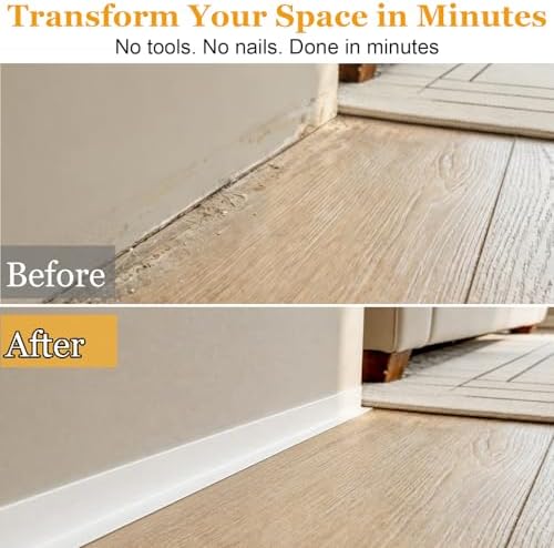 Flexible Vinyl Baseboard Trim 60 Ft, Peel and Stick Wall Base - Image 2