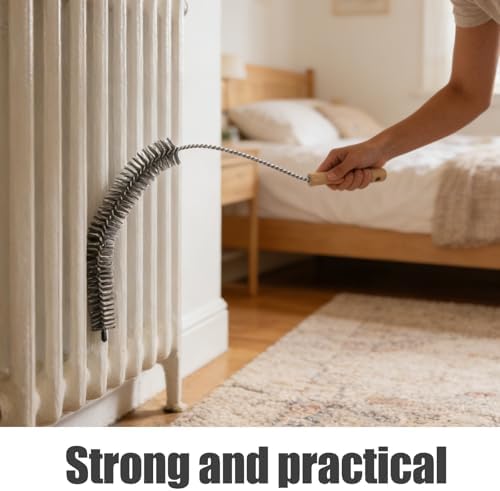 Flexible Radiator Cleaning Brush Time-Saving Multi-Purpose Tool with Wood Handle 4pcs Gap Duster for Deep Slot Cleaning for Baseboard and Heater Fins for Bedroom and Living Room - Image 3
