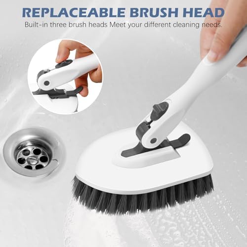 SetSail 4-in-1 Tile Tub Floor Scrubber with Floor Scrub Brush, White Grey - Image 4