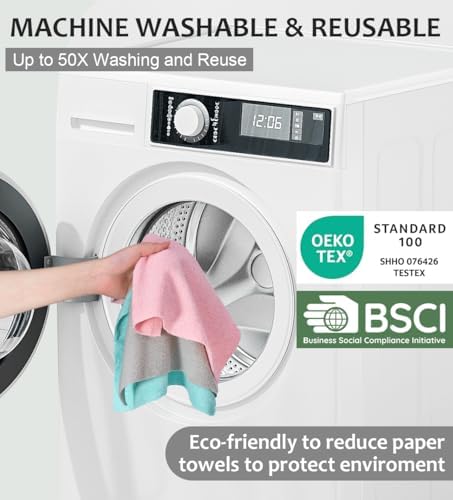 UPSTAR Microfiber Cleaning Cloth, Reusable Paper Towels Rolls, 50 Packs 12x12 inch Cleaning Rags for Washing Dishes, Kitchen, Bathroom, Car, Grey - Image 6
