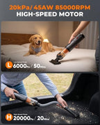 A10 Cordless Car Vacuum & Air Duster, 20000Pa 4-in-1 Portable Mini Vac | 7800mAh 50-Min Runtime, One-Touch Empty, Type-C Fast Charge for Home, Office, Keyboards, Pet - Image 3
