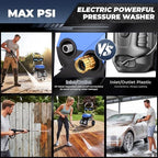 MAX 5000 PSI 4GPM Electric Pressure Washer, 3L Soap Bottle Professional Electric Power Washer with 8" Removable Wheels 5 QC Nozzles 23FT Hose, 1800W Commercial Plug Powered Pressure Washer, Blue - Image 2