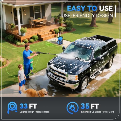 Heavy Duty Pressure Washer 5000PSI,Adjustable Pressure,4.0 GPM Electric Power Washer with 4 Nozzles,Foam Cannon,33FT Hose and 500ml Soap Bottle for Home/Cars,Blue - Image 6