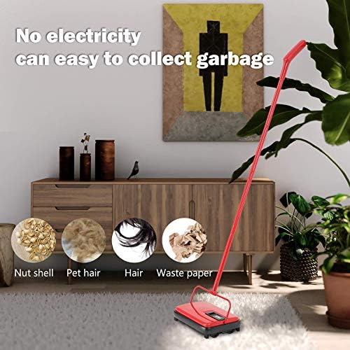 Eyliden Carpet Sweeper, Mini Size, Manual Sweeping, Red - Image 6