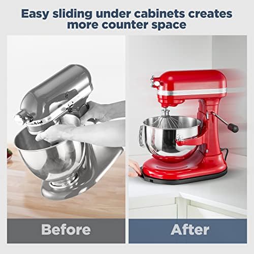 Mixer Sliding Tray for KitchenAid 5-8 Qt Bowl-lift Stand Mixer - Metal Rolling Tray Kitchen Countertop Appliance Slider Storage Moving Caddy with Wheel for Kitchen Aid 5-8 Qt Mixer - Image 2