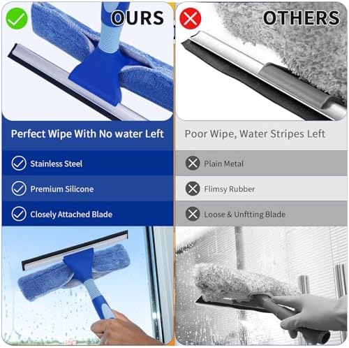 LOMIDA Professional Window Squeegee Kit - 62" Lightweight Aluminum Pole, 2 in 1 Rotatable Window Cleaning Tool Kit with Extension Pole Cleaning with Bendable Head for Car/Shower/High Windows - Image 6