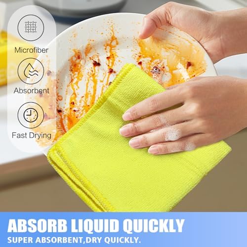 KinHwa Dish Cloths for Washing Dishes with Scrub Side, Microfiber Dish Rags - Image 5
