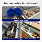 13ft Gutter Cleaning Tools From the Ground, No Ladder Needed, 3-in-1 Gutter Cleaner Pole with Replaceable Brush Rake Scoop, 180° Adjustable Angle for Leaves & Debris Cleaning with Grip Tapes, Blue - Image 4