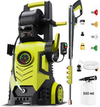 5000 Max Pressure Washer with Adj-8-Level Touch Screen, 34" Tall Power Washer, 35ft Power Cord w/GFCI, Inlet Hose&Filter&500mlFoam Cannon for Cars/Fences/Driveways/Home Cleaning，Yellow by FOTING-Makeyourwaterrefreshed