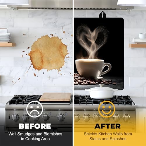 NYZE 28x20 Inch Electric Stove Top Cover - Heat Resistant Glass Flat Top Stovetop Protector Mat, Coffee Themed Dish Drying Mat & Extra Counter Space Saver for Kitchen Decor - Image 6