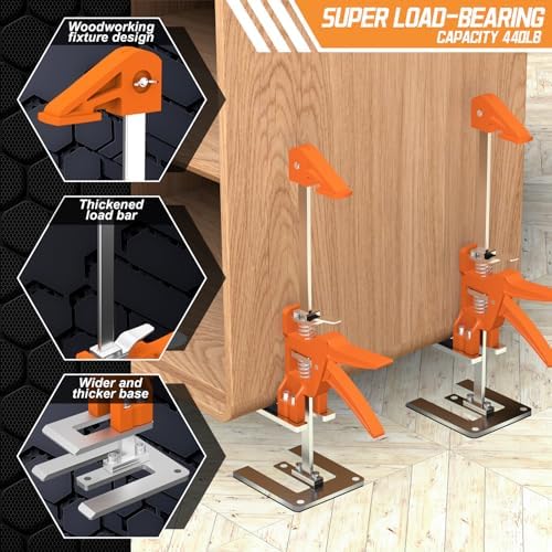 [Upgrade] Labor Saving Arm Jack 2 Pack,15.5 Inch Stainless Steel Furniture Lifts with Handbag,Hand Furniture Jack Lifter Tool for Installing Cabinets,Flooring&Windows,Load 440LBS - Image 3
