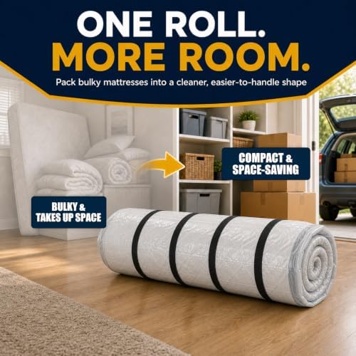 Memory Foam Mattress Vacuum Bag for Moving and Storage, Heavy-Duty Mattress Compression Bag with Adjustable Compression Straps and Dual-Zip Seal (King/Cal-King) - Image 2