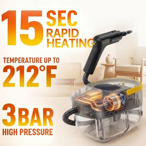 Handheld Steam Cleaner for Home & Car Detailing, 1600W Multi-Purpose Steamer, 1.69QT Large Tank Deep Cleaning Machine with 15 Accessories for Grout, Tile, Furniture - Image 2