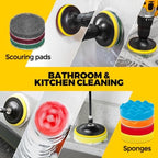 Holikme 22Pack Drill Brush Attachments Set, Scrub Pads & Sponge, Buffing Pads, Power Scrubber Brush, Car Polishing Pad Kit,Wax Applicator Pad,Car Cleaning Kit,Cleaning Supplies,Masonry Brushes,White - Image 3