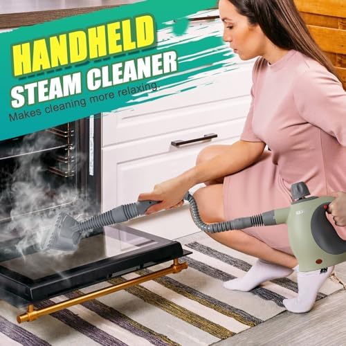 Multi-Surface Handheld Pressurized Steam Cleaner with 13 PCS Accessory ，Portable Steamer for Cleaning, Multipurpose Steam Cleaner for Home/Car/Bathroom/Grease/Upholstery/Floor/Grout and More (Green) - Image 4