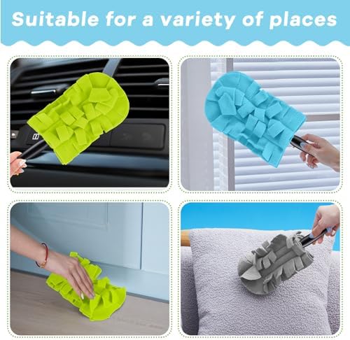 6 Pcs Reusable Duster Refills Washable Pads, Blue,Green,Grey - Image 3