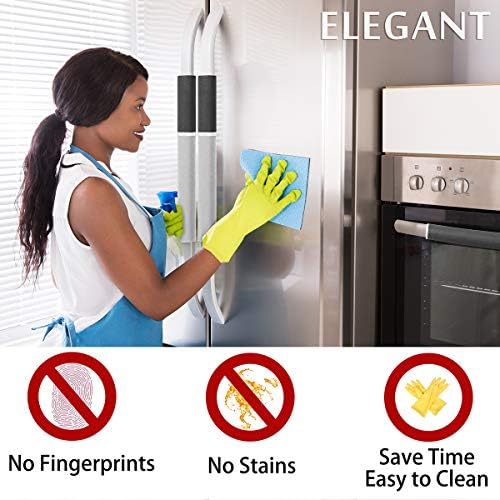 MRKG Refrigerator Door Handle Covers, Set of 4, Washable Without Fading or Cracking, Keep Your Kitchen Appliance Clean from Smudges, Drips, Food Stains, Oil. (Black, Grey) - Image 2