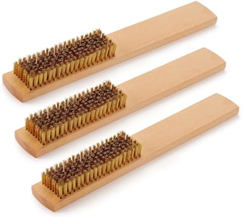 MAXMAN Brass Brush 3Pcs, 8 Rows 20 Bristles, 10"Soft Brass for Rust Cleaner by MAXMAN