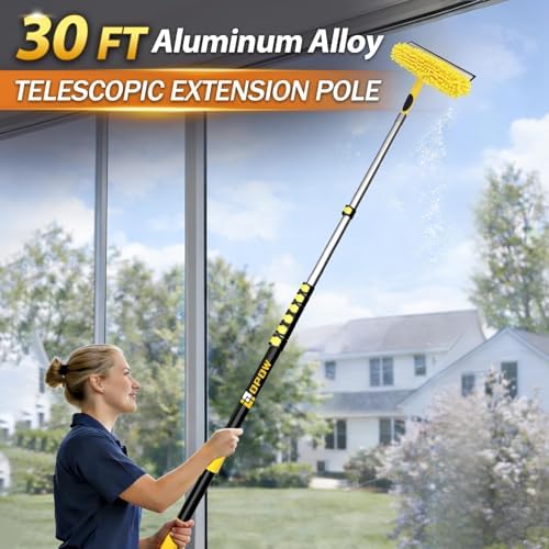 36 Feet High Reach Squeegee Window Cleaner Kit with 5-30Ft Extension Pole - Image 3