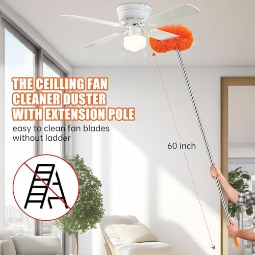 CALBEAU Ceiling Fan Cleaner Duster Kit with 60" Extension Pole, 14 PCS - Image 2