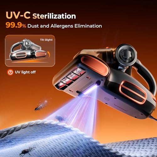 JIGOO T600 Bed Mattress Vacuum Cleaner with UV-C Light, 15Kpa Suction, 700W - Image 3