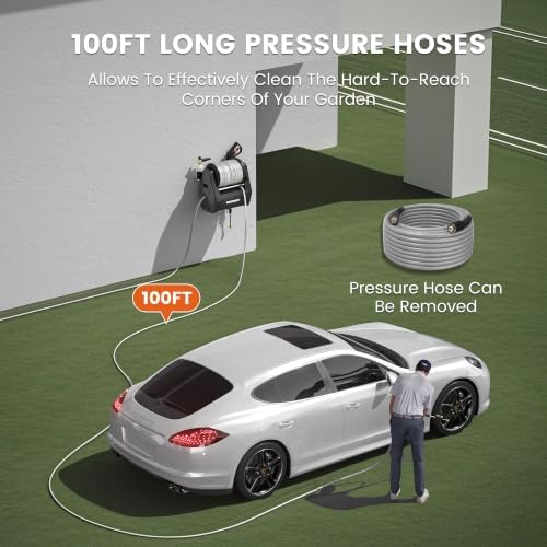 Giraffe Tools Retractable Wall Mounted Pressure Washer Plus with 100FT Hose - Image 5