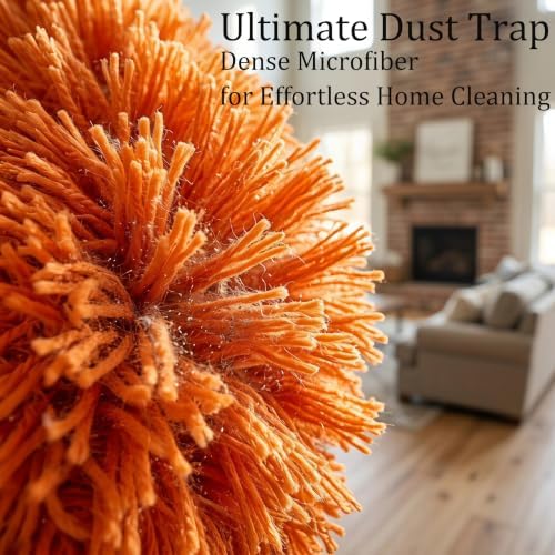 Microfiber Feather Duster for Telescopic Extendable Pole, Cleaning Duster Kit with Bendable Head & Scratch-Free Protective Tip, Washable Dusting Brush for Cleaning Ceiling Fans, Blinds, Furniture, Car - Image 3