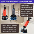 Floor Machine,Walk-Behind Commercial Floor Scrubber,Dual Brush Heads for Cleaning (43cm/16.9in Cleaning Width),Working Efficiency (12000ft²/h),for Restaurants/garages/Gyms Grey - Image 7