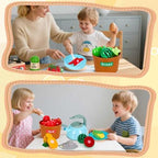 90Pcs Kitchen Playset Accessories, Pretend Cooking with Pots, Pans, Cookware, Food, Fruit, Veges, Color Sorting Baskets, Prop Money, Learning Gift for Girls Boys Toddlers (Turquoise) - Image 6