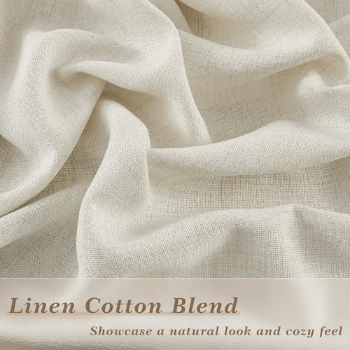 Natural Linen Curtains 84 Inches Long 2 Panels Semi Sheer Privacy - Image 2