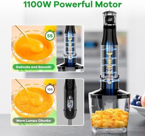 Turelar Immersion Blender Handheld Corded, 1100W 5 in 1 Hand Blender Set - Image 2