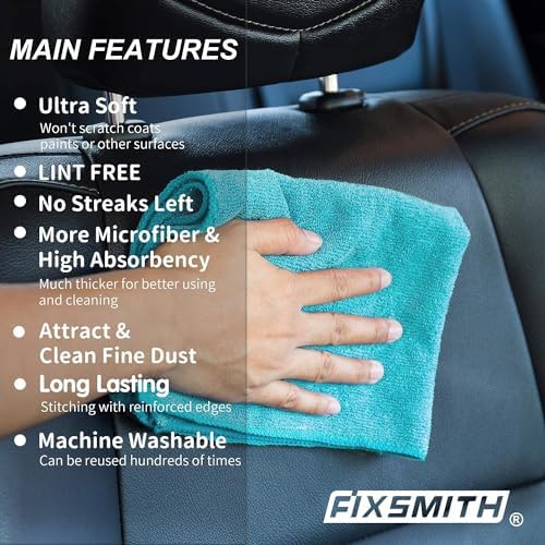 FIXSMITH Microfiber Cleaning Cloth - Pack of 8, Size: 12 x 16 in, Multi-Functional Cleaning Towels, Highly Absorbent Cleaning Rags, Lint-Free, Streak-Free Cleaning Cloths for Car Kitchen Home - Image 5