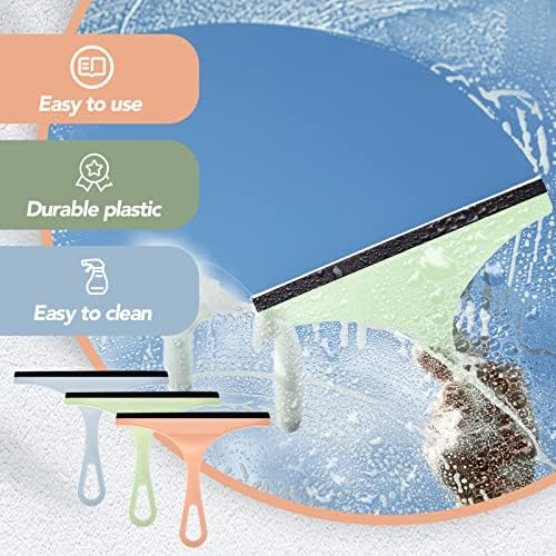 Didaey 48 Pcs Squeegee for Shower Glass Door, 8.7 Inch Silicone Shower Squeegee Small Glass Wiper Window Scrubber Household Cleaning Wiper Tool with Hanging Hole for Car Windshield, Pink, Blue, Green - Image 4