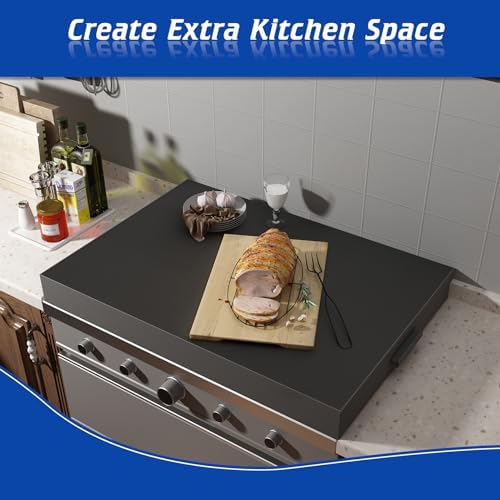 Stove Top Cover with Handles, Heavy Duty Metal Noodle Board Cooktop Cover for Gas/Electric Stove Top, (L 30" x W 22" x H 3") Large Gas Stove Protective Cover for Kitchen Space Expansion - Image 3