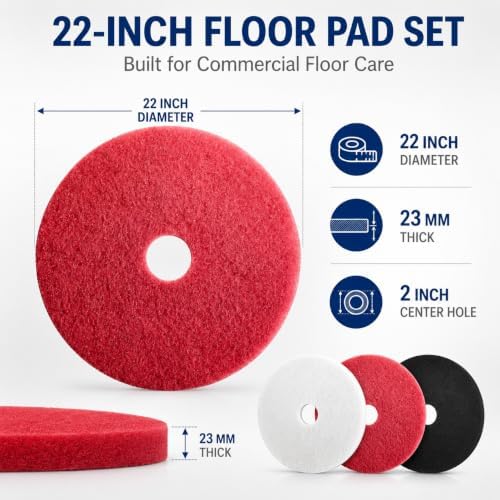 22 Inch Floor Pad Variety Pack, White Red Black, 15 Count - Image 4