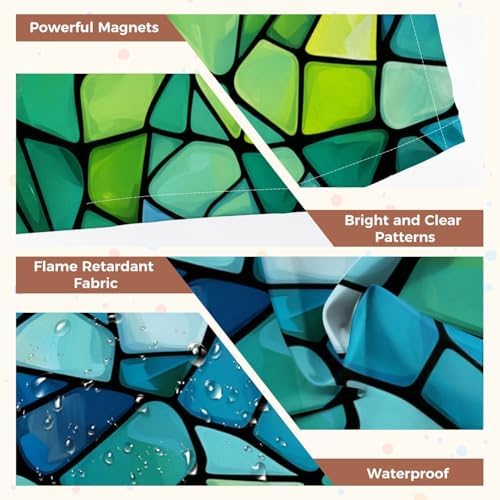 4 Pcs Fluorescent Light Covers for Ceiling Lights abstract stained glass mosaic blue green Magnetic Decorative Shade Filters 4x2 ft for Classroom Office Hospital Decor - Image 4