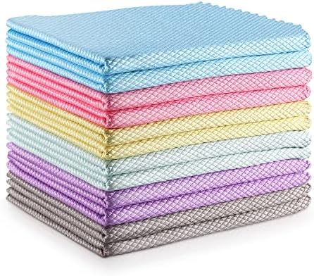 Streak Free Window Cleaning Cloth Miracle Microfiber Cloths for Glass,Kitchen,Counter,Mirror Lint Free Dish Drying Cloths Glass Polishing Rag,All-Purpose,Reusable,Fish Scale Nanoscale towel Pack of 12 by VPMURUGA