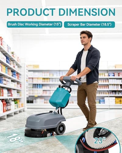 C4 15" Walk-Behind Commercial Floor Scrubber Machine, 500W Motor - Image 3