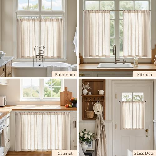 jinchan Linen Kitchen Tier Curtains, 38x36, 2 Panels, Natural - Image 4