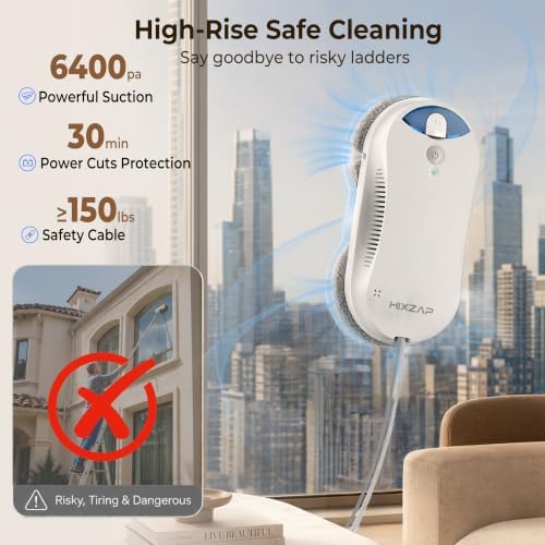 X6 Window Cleaning Robot for High Windows, Inside/Outside, 6400Pa Suction - Image 3