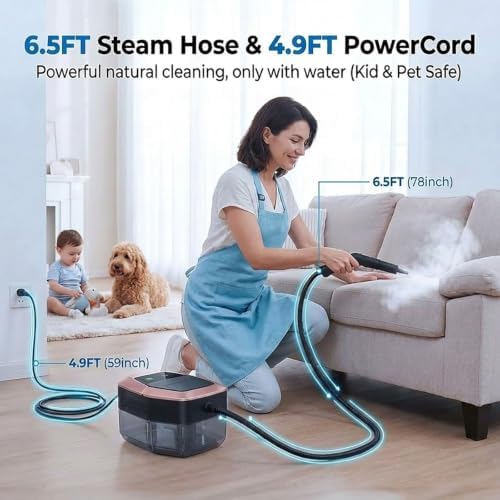 Handheld Steam Cleaner for Car Detailing & Home Deep Cleaning, 15s Fast Heat-Up, 1.8L Large Tank, with 15 Accessories for Grout, Furniture, BBQ, Floor - Image 6