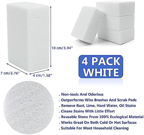 Non Scratch Grillstone Magic Blackstone Block Cleaner Clean Brick Stone Scraper for Removing Stains，Pool, Baking Steel,Oven, Flat Top Cookers, Utensils, Toilet, Hard Skin Callus Remover, 4 pack, White - Image 5