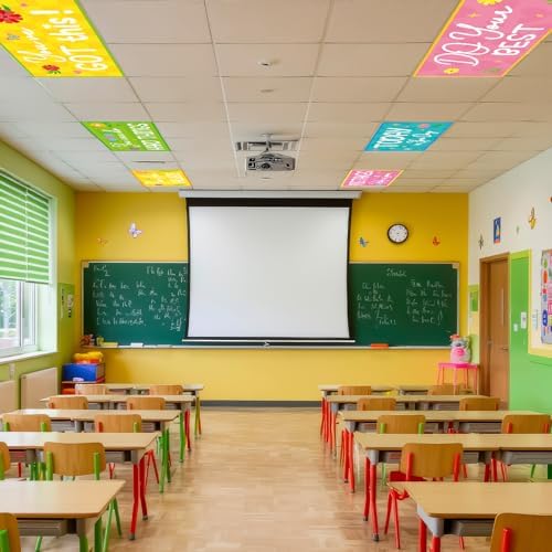 6PCS Fluorescent Light Covers for Classroom Ceiling Light 4x2ft Magnetic Lights Covers Filter Easy Install for Office School Hospitals Ceiling Supply (Flower Motivational) - Image 6