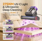 Mattress Vacuum Cleaner, 18000Pa Bed Vacuum Cleaner, 275nm UV-C Light & Ultrasonic 140°F Heat with High-Speed Deep Tapping, Versatile Handheld Vacuum for Bed, Sofa, Couch, Crib（Corded） - Image 3