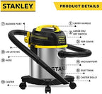 STANLEY 3 Gallon Wet Dry Vacuum, Powerful 4 Peak HP Motor, Portable Stainless Steel 3 in 1 Multifunctional Shop Vacuum with Blower, Model: SL18136 - Image 2