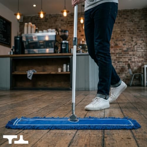 24 Inch Blue Commercial Dust Mop & Floor Sweeper with Extendable Handle – Mop for Hardwood, Tile, and Concrete Floor Cleaning - Image 2