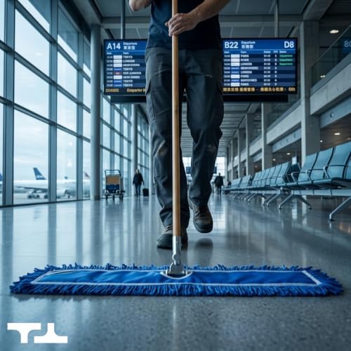 36 Inch Blue Commercial Dust Mop & Floor Sweeper – Wood Handle Floor Mop for Tile, Hardwood & Concrete - Image 5