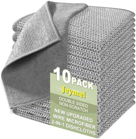 Non Scratch Wire Dishcloth, Metal Cleaning Cloths for Kitchen Dishes Rag by Jeymei